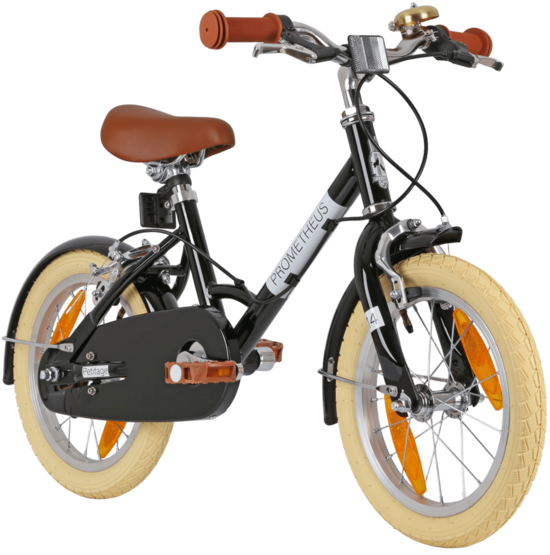 Retro vaikiškas dviratis 14 colių, juodas, nuo 4 metų