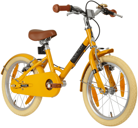 Vaikiškas dviratis 16" retro stiliaus, geltonas (4–5 metų vaikams)