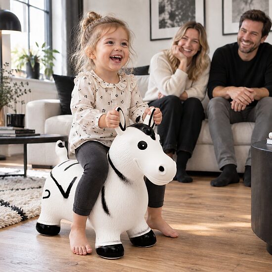 Pripučiamas šokinėjimo žaislas vaikams — zebras