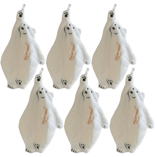 Children’s Hand Towel Set with Polar Bear Design (6 pcs)