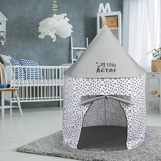 Pelēka saliekama bērnu rotaļu telts My Little Heroes