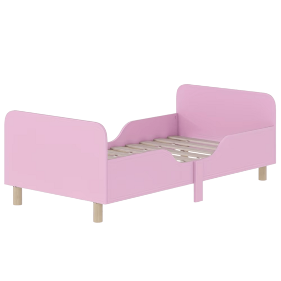 Single bed with safety rails, pink color