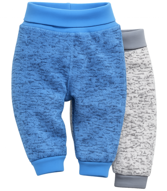 Knitted fleece pants with elastic waistband 2-pack in blue and grey