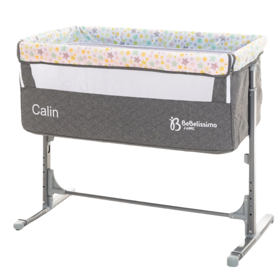 Piebīdāmā zīdaiņu gultiņa–šūpulis gulēšanai kopā, no dzimšanas līdz 15 kg, pelēka