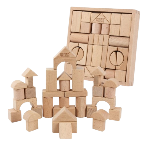 Natural Beech Wood Block Set, 35 pcs